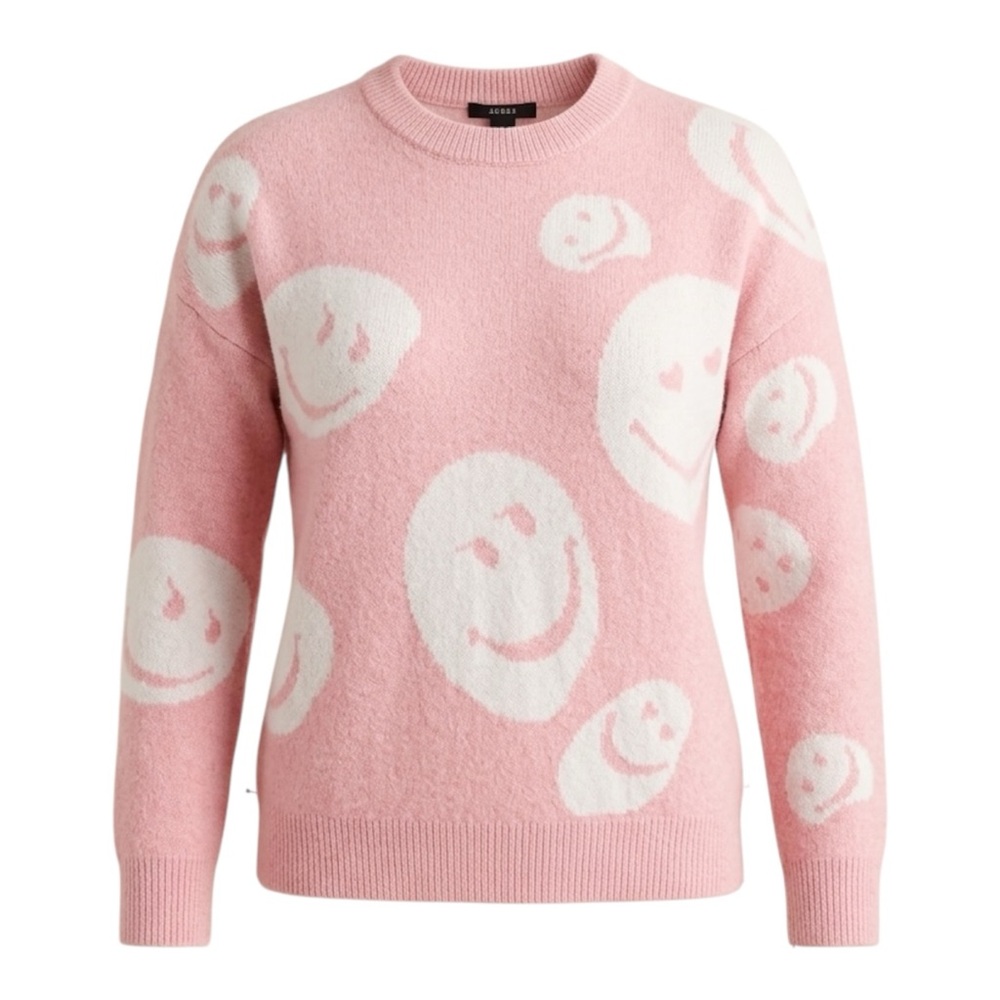 Forever 21 Pink & White Miles of Smiles Knit Pullover Sweater Size Small - Picture 3 of 13